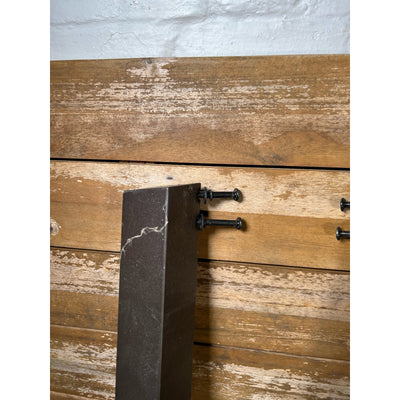 Rustic Farm Table Indoor/ Outdoor 67" x 32" Solid Wood Dining Table, Metal Legs, Antique