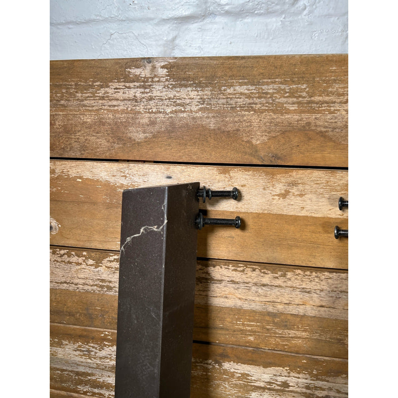 Rustic Farm Table Indoor/ Outdoor 67" x 32" Solid Wood Dining Table, Metal Legs, Antique