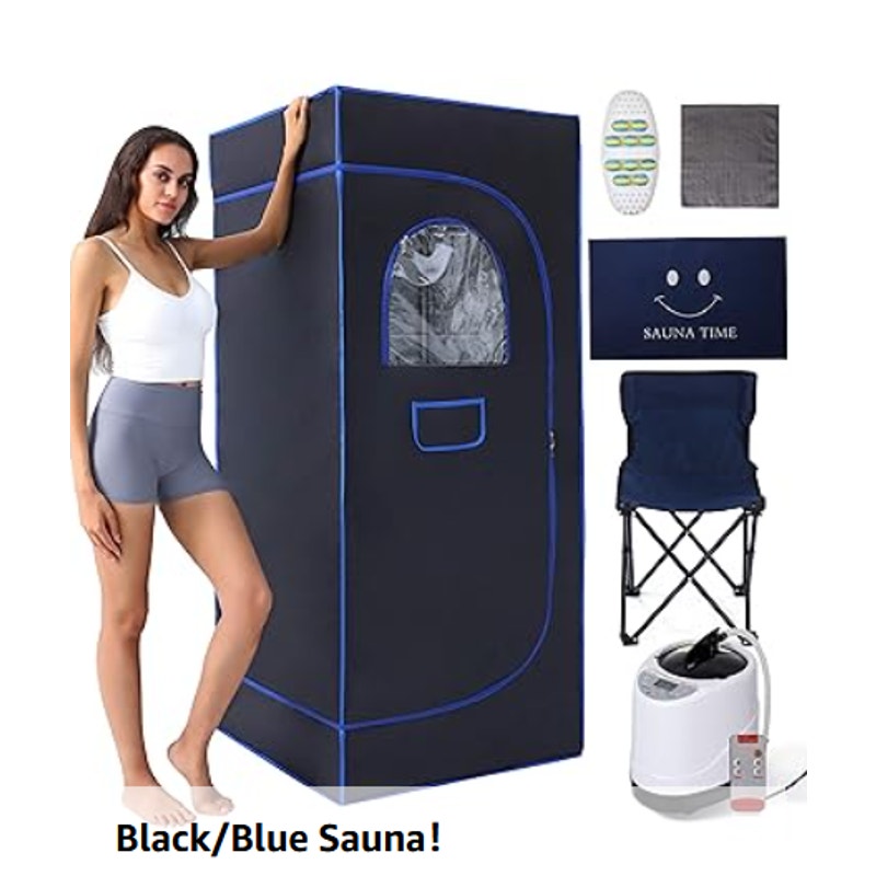 Ecoboom Portable Sauna Box for Home 2.6L 110V Steamer, Folding Chair, Remote