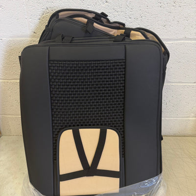 Chezope Full Set Leather Seat Covers Universal Fit for Most Vehicles - Black/Red