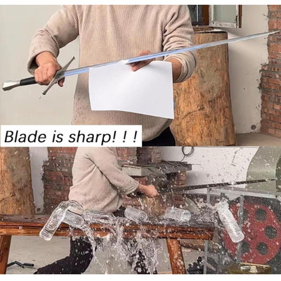 Handmade Cast Sharp Blade Medieval Sword Full Tang Leather Cover Real Metal