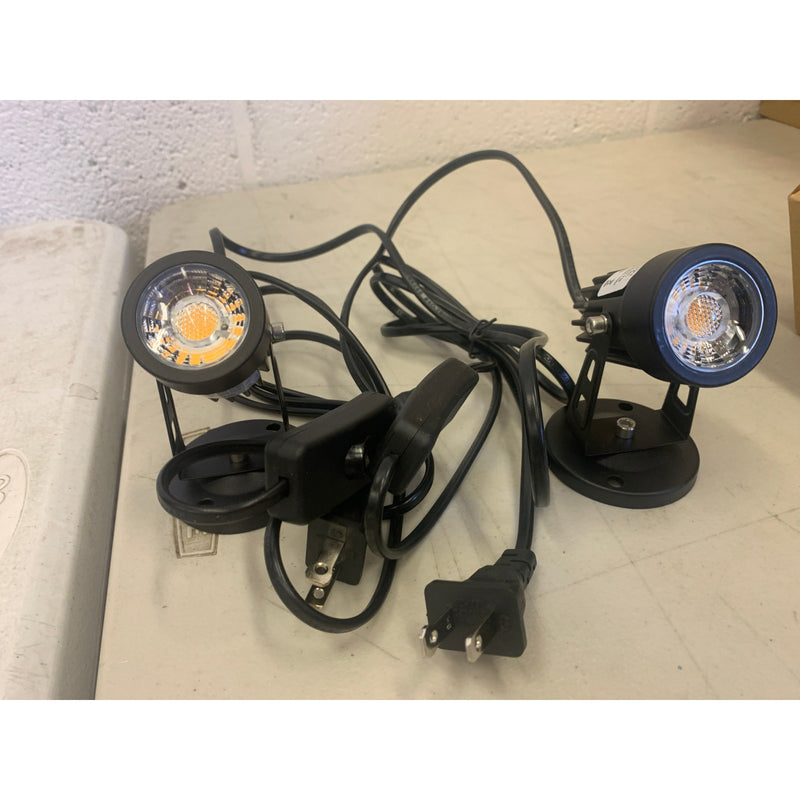 EAGLOD LED Spot Lights Indoor, 3W, 110V, 6 FT Cord w Switch, Spiked Stand Black