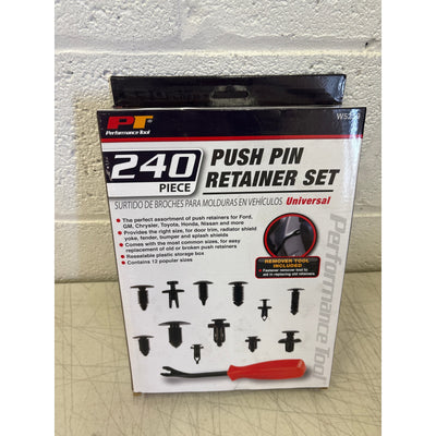 Performance Tool 240 Piece Push Pin Retainer Set Assortment, Remover Tool W5259