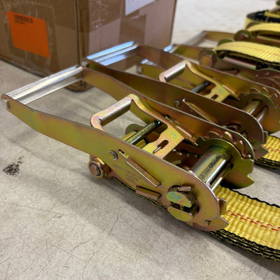 Waltyotur 4-Pcs Auto Lanyard Clip Ratchet Straps 2x96 Classic Yellow 3300 LB CAP