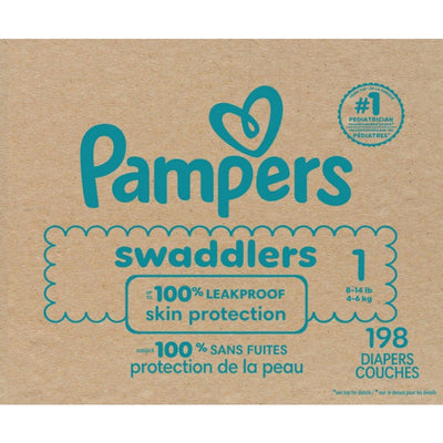 Pampers Baby Diapers Swaddlers, Size 1, 198 Count Ultra Absorbent Disposable