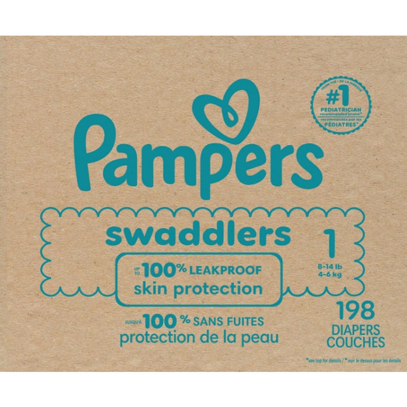 Pampers Baby Diapers Swaddlers, Size 1, 198 Count Ultra Absorbent Disposable