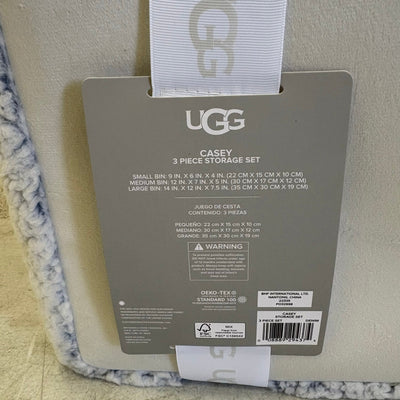 Ugg Casey 3 Piece Storage Set, Baskets with Handles, Home Organization - White