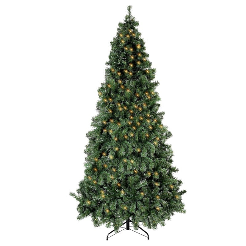 Okicolor 6.5ft Pre-Lit Artificial Christmas Tree Warm Lights & Metal Base Stand