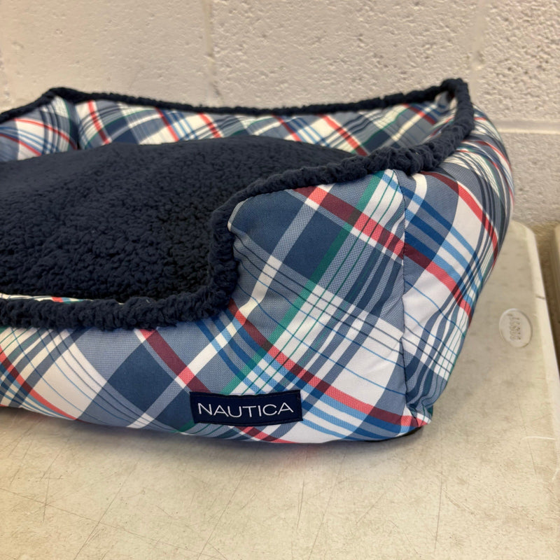 Nautica Rectangle Pet Bed 30"x 24"x 8" Dog Bed Plaid Multicolor Design - Medium