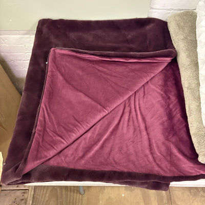 LOT-of-5 Throw Blankets, Warm Cozy Soft Plush, Reversible, Purple & Green