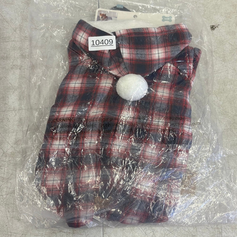 Koolaburra by UGG Pet Cozy Dog Pajama w Hood 17-18" Collar Red Plaid - Large