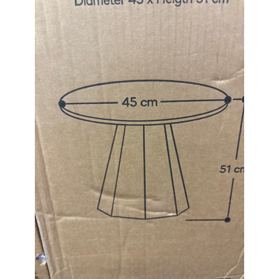 Nook & Trove Round Side Table Wood Table, Marble Imitation 17.7" Nightstand Grey