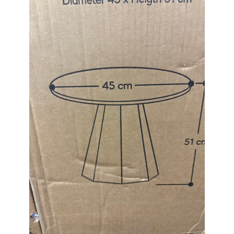 Nook & Trove Round Side Table Wood Table, Marble Imitation 17.7" Nightstand Grey