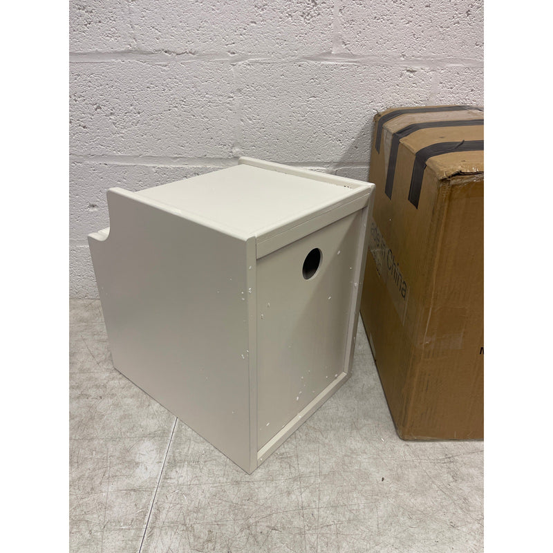 KASLANDI Solid Wood Nightstand with Legs, 2 Drawers & 2 Tier Shelf - Beige READ