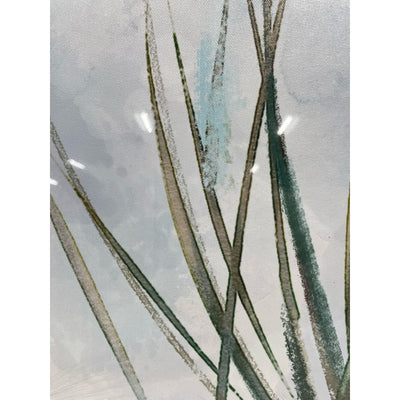 24"x24" Abstract Picture Bird Wall Art: Bird on Reed Watercolor Artwork Prints