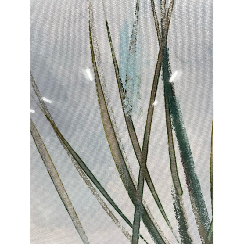 24"x24" Abstract Picture Bird Wall Art: Bird on Reed Watercolor Artwork Prints