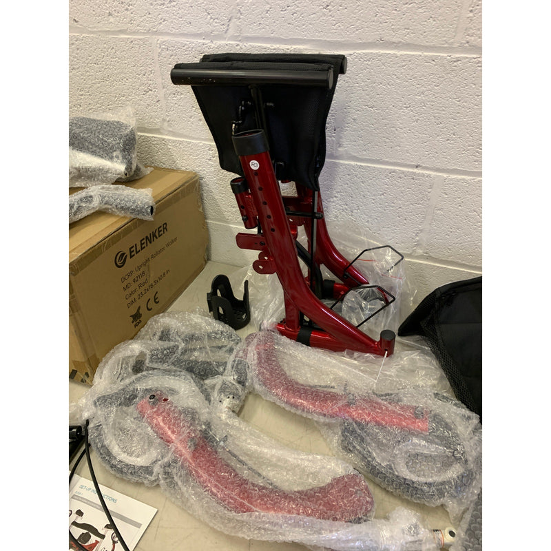 ELENKER Rollator Walker Shock Absorbing Carrying Bag for Seniors Red HFK-9211