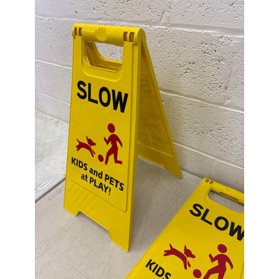 2-Pack Slow Kids and Pets at Play Sign, 24" Height, Signs for Street Yellow