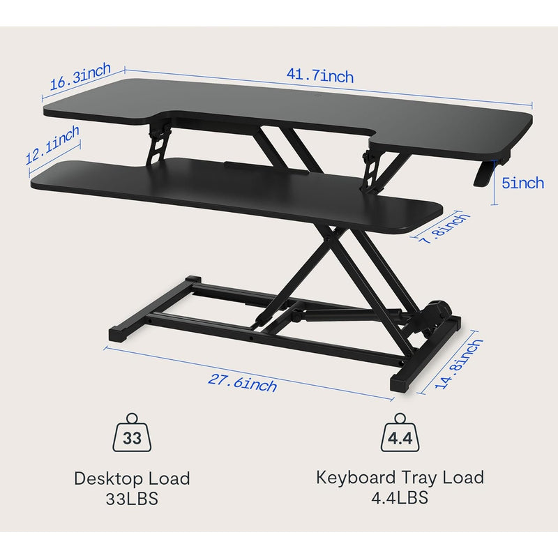 FLEXISPOT 42" Desk Converter Height Adjustable Sit to Stand up w Keyboard Tray