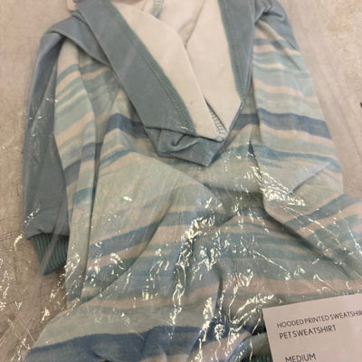 Koolaburra UGG Pet Hooded Sweatshirt Dog Jacket 15-16" Collar Aqua Stripe Medium