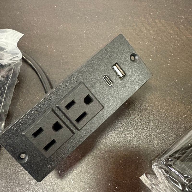 Mobile File Cabinet w Wheels, Power Outlet, 2 Drawers, USB-C & USB Outlet, Brown