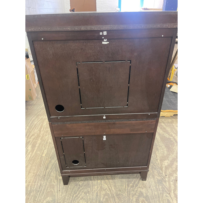 Cabinet Desk and Storage, Bulletin, Dry Erase, Pull Out Keyboard Tray Wood Brown