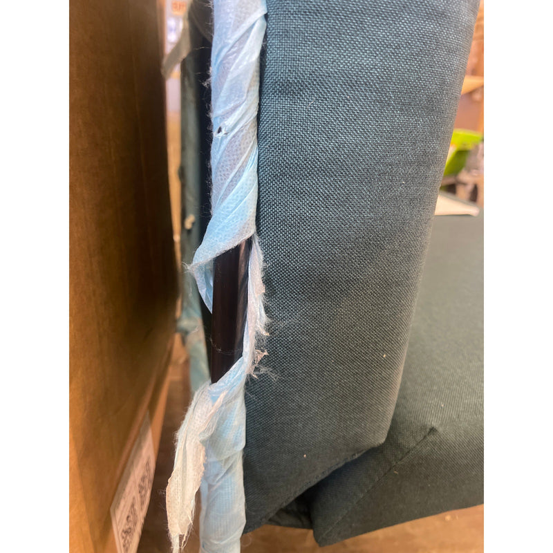 31 x 23 x 27 Inch Green Cushioned Modern Chairs with Black Metal Legs