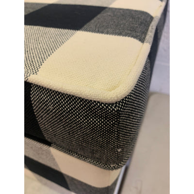 Classic Square Storage Ottoman with Lift Off Lid Checkered Cream, Black, & Gray 17.5"x17.5"x16.5"H