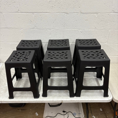 6-Pack Plastic Stools 16.9 Inch Black Nesting Stools Portable Backless, READ