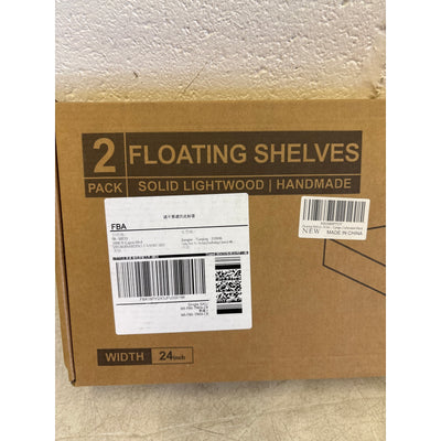 Set-of-2 Floating Shelves for Wall 24-Inch Light Wood Shelves, TAN, Light Brown