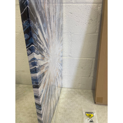 Abstract Blue & White Flash Art piece Printed 35 x 20" Wall Home Decor