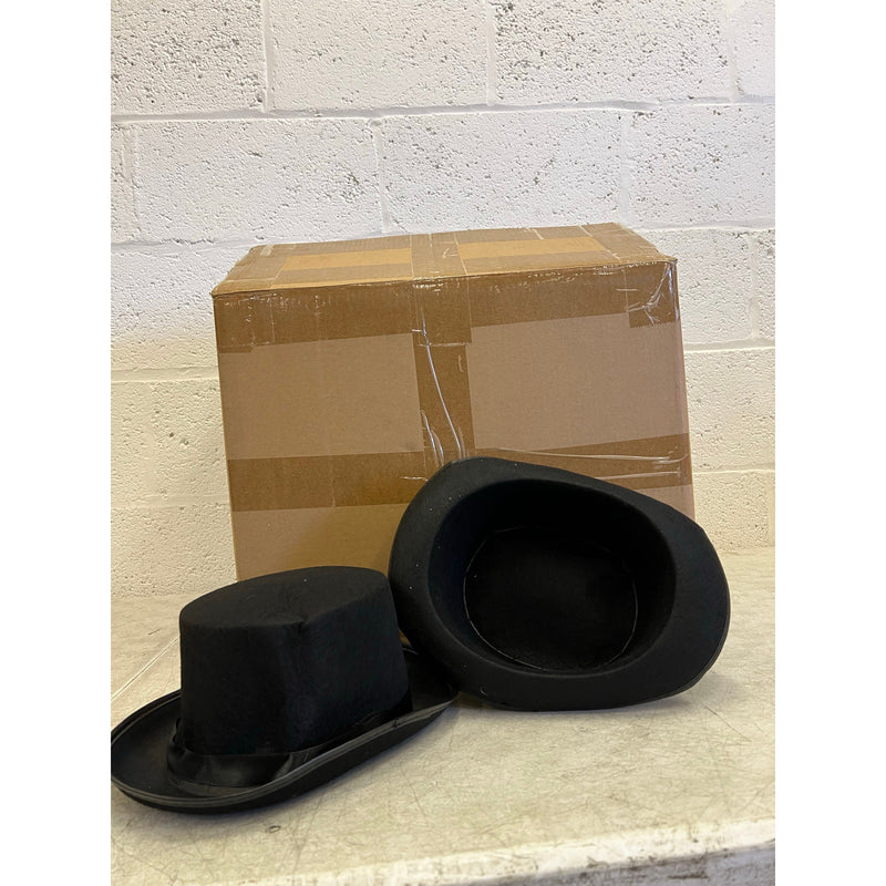Set-of-20 Felt Top Hats for Magician, Derby, Costume Victorian Ringmaster, Black