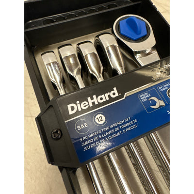 DieHard Ratcheting Wrench Set, SAE, 5-Piece, 12 Point, 3/8, 7/16, 1/2, 9/16, 5/8