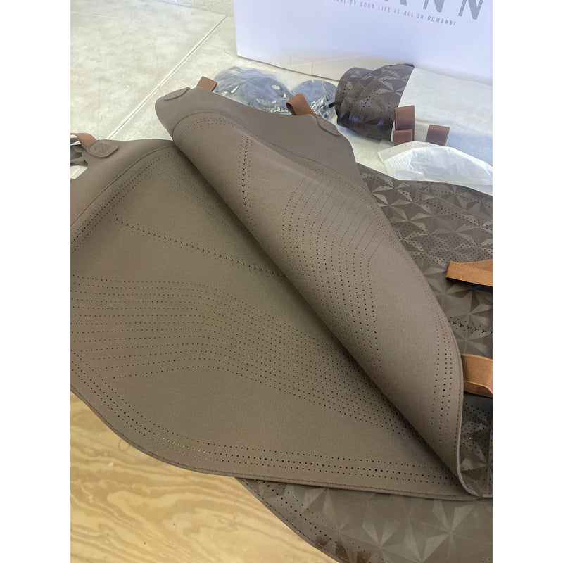 OUMANNI Seat Covers Universal Fit Breathable Suede 2 Front Seat/Headrest Brown