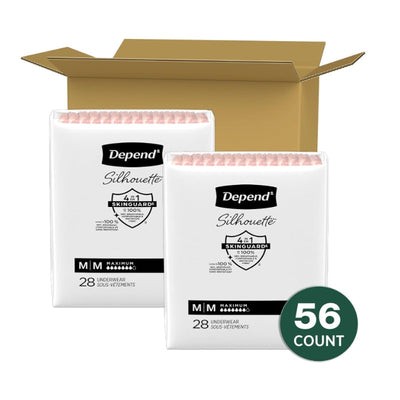 Depend Silhouette Adult Incontinence Bladder Leak Underwear 56 Count Medium Pink