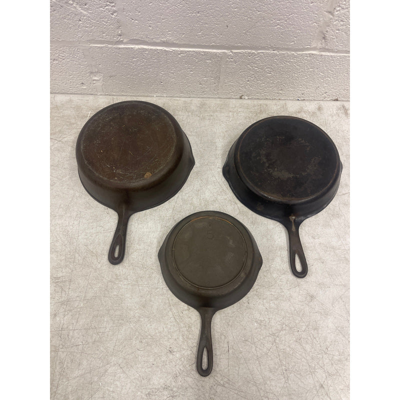 Set of 3 Cast Iron Skillets, 2 - 11" Skillets & 1 - 8.5" Skillet  for Cooking