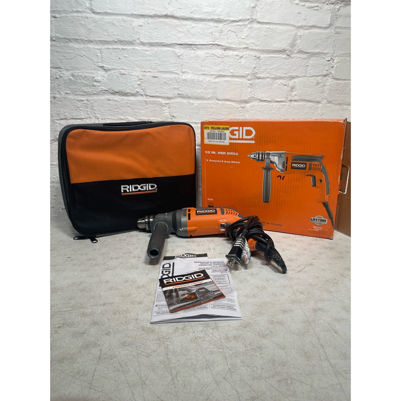 RIDGID 8 Amp Corded 1/2 in. Heavy-Duty Variable Speed Reversible Drill, Tool Bag