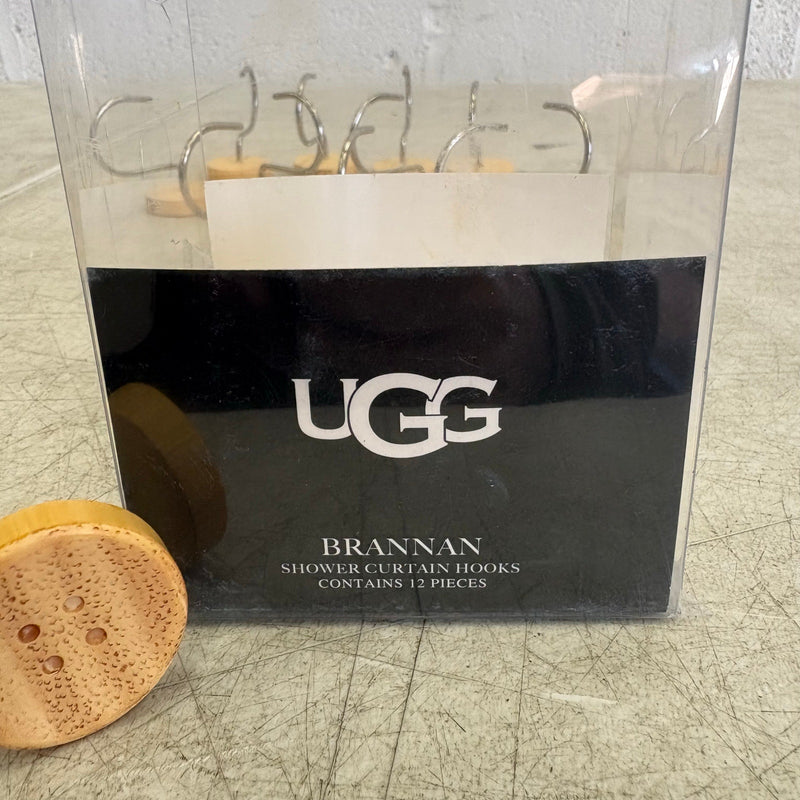 Ugg Brannan 12-Piece Button Shower Curtain Hooks, Bathroom Accessories - Tan