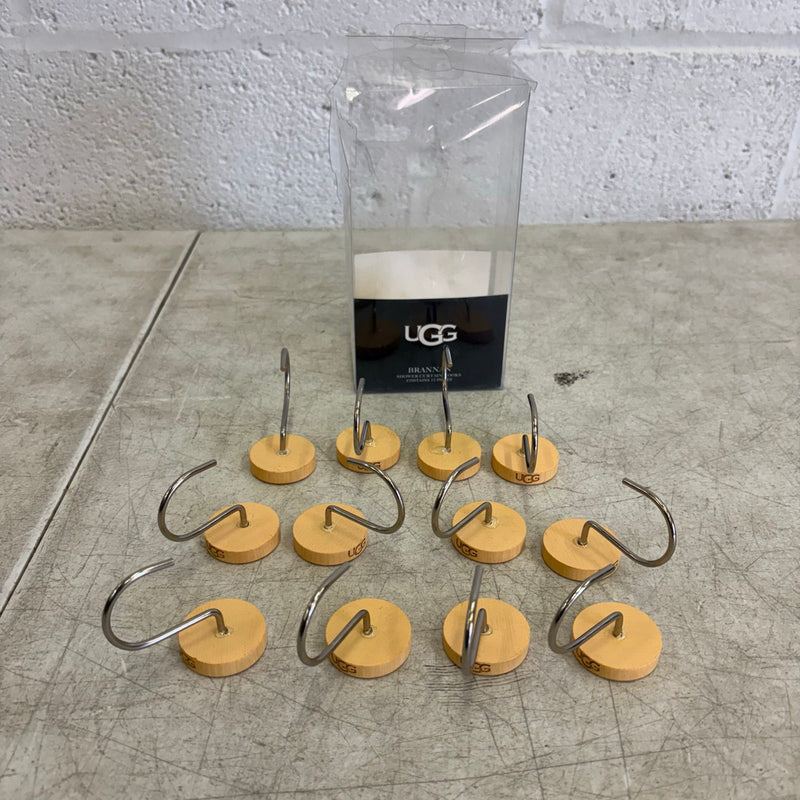 Ugg Brannan 12-Piece Button Shower Curtain Hooks, Bathroom Accessories - Tan