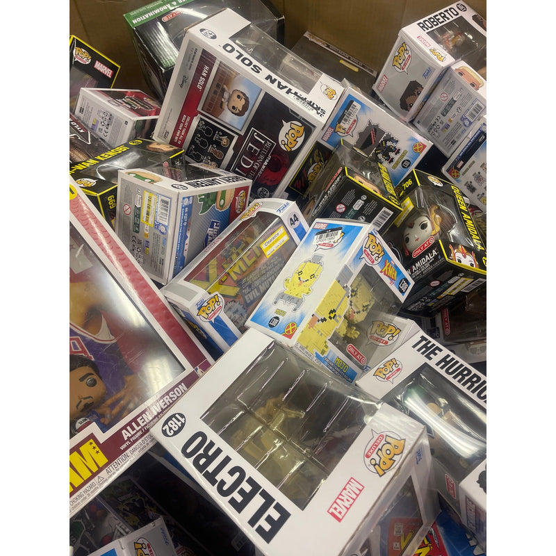 Pallet-of-300 FUNKO POPS IN BOX, MULTIPLE SIZES, Star Wars, Marvel, WWE, Justice League, Avengers