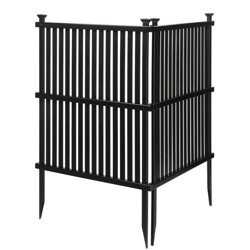 VINGLI Garden Fence Vinyl Fence Panels 2 Fences Make L Shape 36"x48" Panel Black