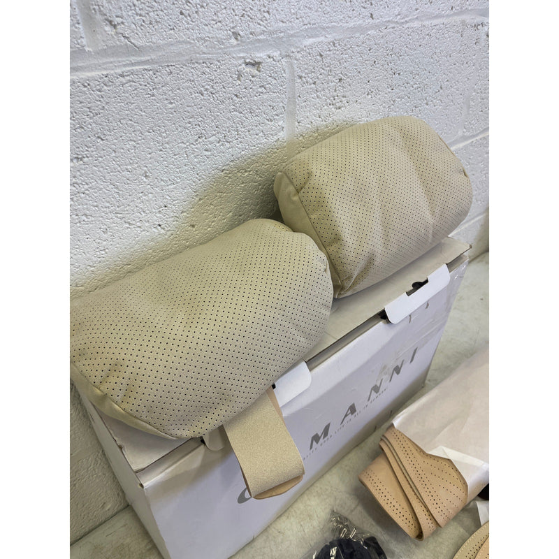 OUMANNI Seat Covers Universal Fit Breathable Suede 2 Front Seat/Headrest Beige