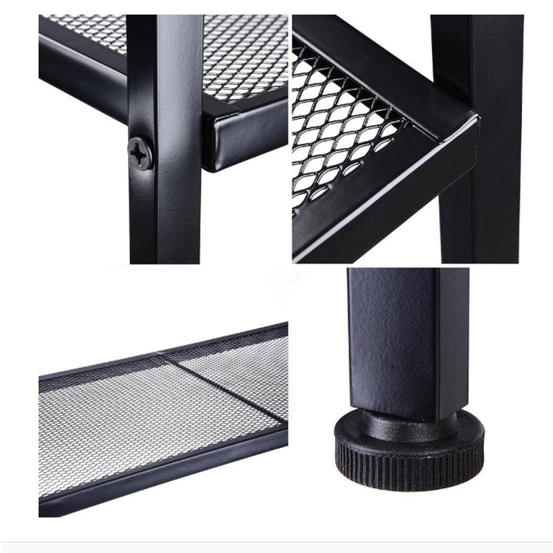 4-Tier Metal Storage Ladder Bookshelf, Durable 24" L X 14" W X 58" H - Black