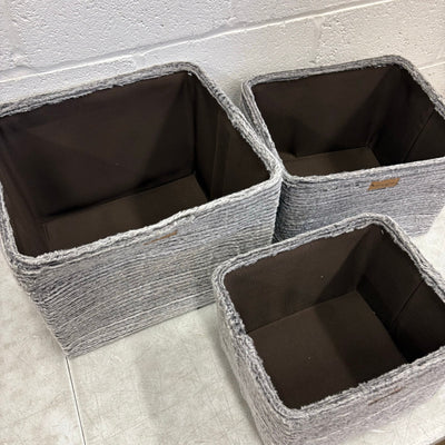 Koolaburra by Ugg 3 Piece Storage Set Soft Fuzzy Baskets Home Organization, Gray