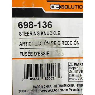 Dorman Steering Knuckles Cast Iron Black Front Passenger Side Subaru - 698-136