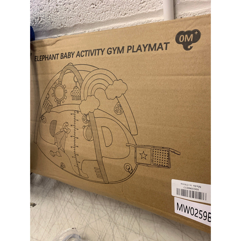 SYNPOS Elephant  Baby Play Gym, Baby Play Mat w 10 Toys, Playmats for Baby