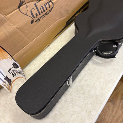 Glarry High-End Fine-Grain PU Leather Hard Guitar Case with Key Lock - Black