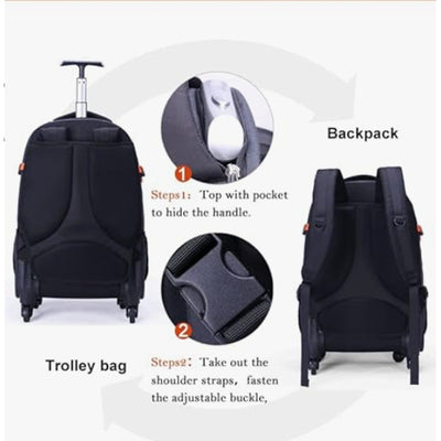 Aoking 22" Travel Backpack with Wheels & Handle - Black with Orange SLN67056-1