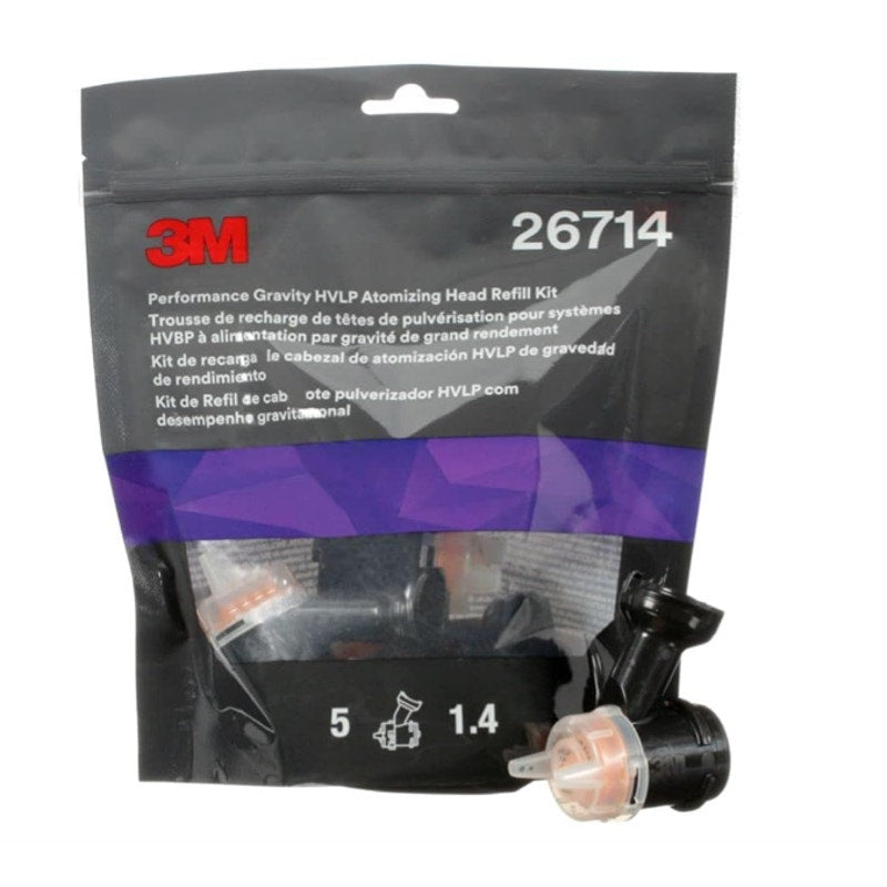 3M Performance Gravity HVLP Atomizing Head Refill Kit, Size 1.4, Spray Gun 26714