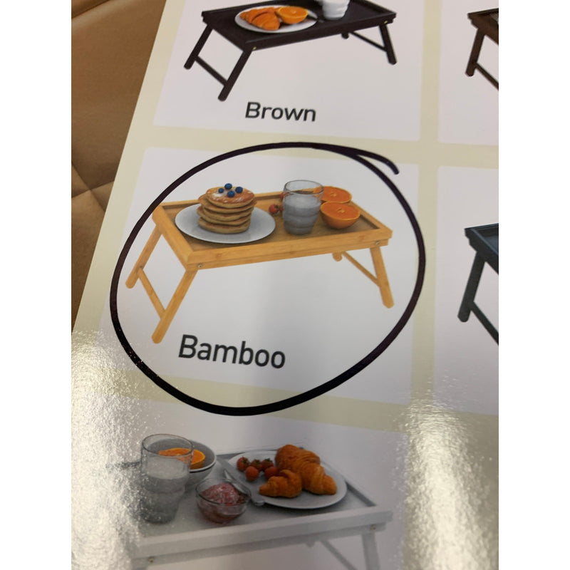 ZJYOUZHU Bamboo Tray Table with Folding Legs, Food Tray, TV Table, Brown